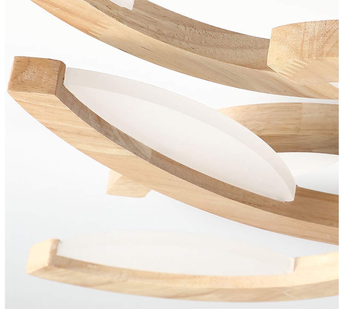 lampada da soffitto legno LED, plafoniera luce bianca calda per salotto, lampadario camera da letto, lampade design floreale, lampada da cucina, paralume decorativo in acrilico, Ø72cm, 24W, 1800lm
