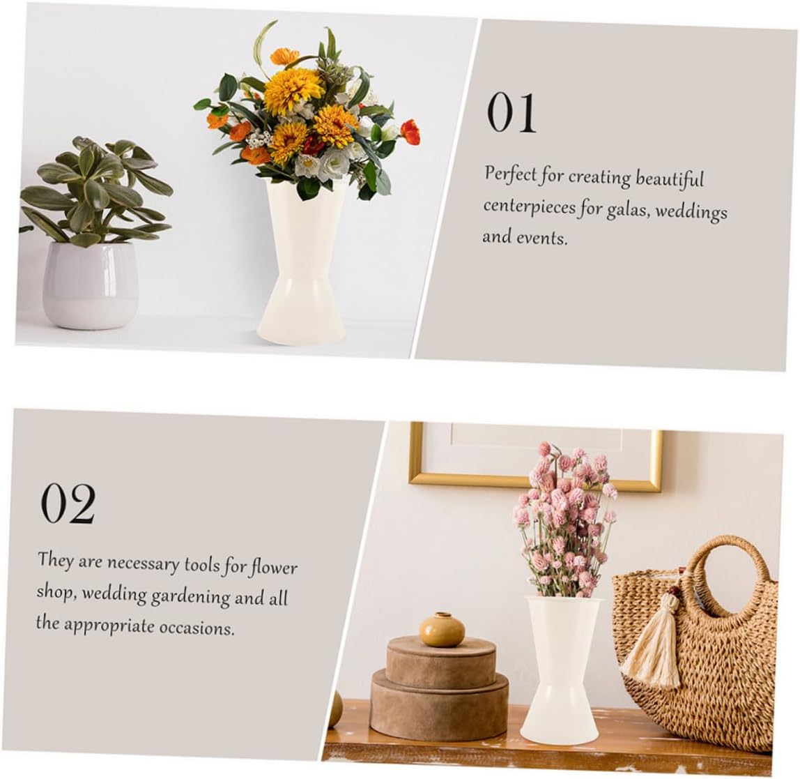 PLAFOPE 5pcs Colorful Flower Bouquet Holder Base for Wedding Arrangements Plastic Flower Stem Stand for Floral Displays and Crafts
