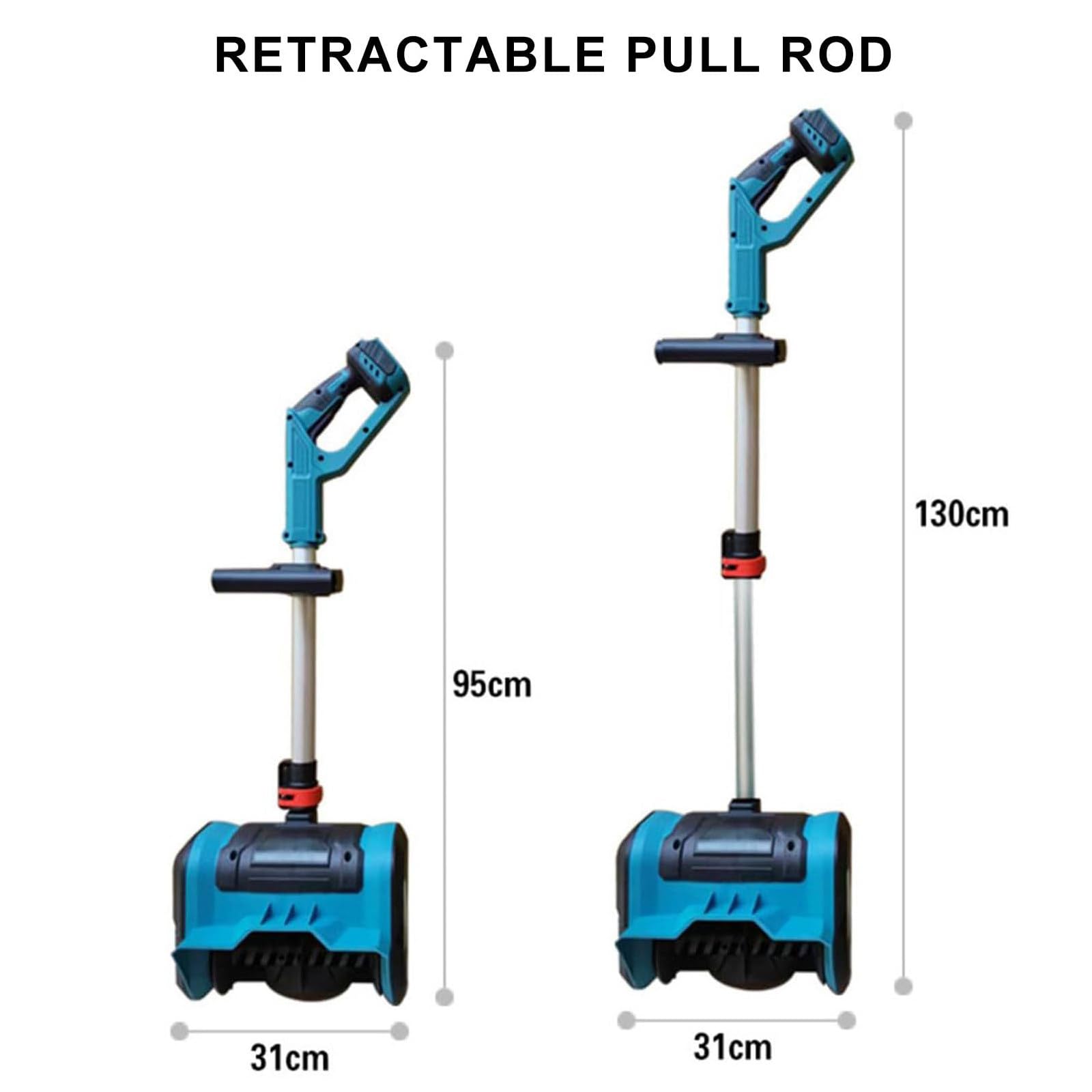 Spazzaneve elettrico senza fili, 2800 giri/min, larghezza di pulizia 31 cm, profondità 15,2 cm, asta regolabile, manico ausiliario, include 2 batterie