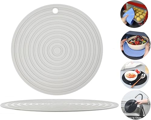 Miniatura 8 de Salvamanteles de silicona para ollas y sartenes calientes, salvamanteles de gran tamaño de 12 pulgadas y 9 pulgadas de diámetro redondo para platos