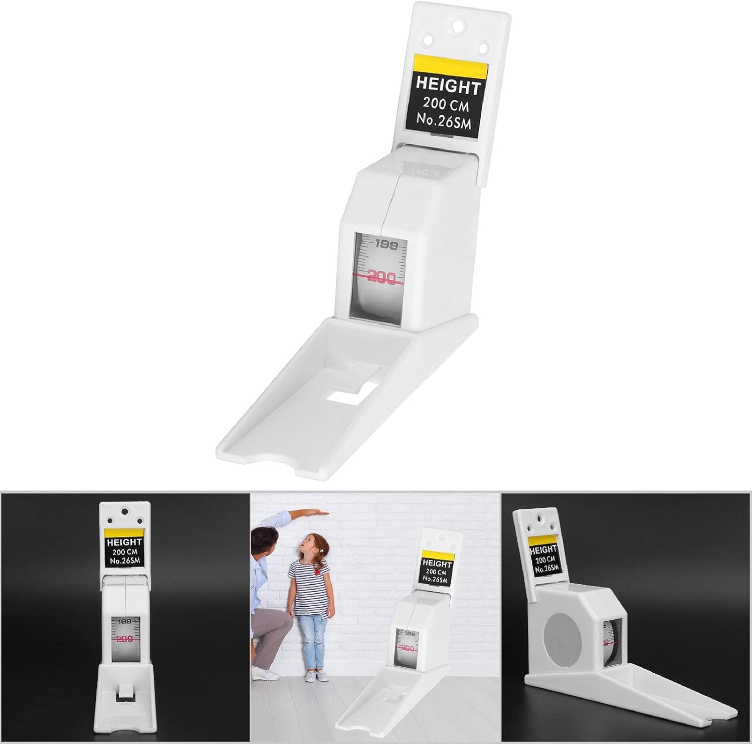 Height Measurement, 2 Meters Wall Mounted Growth Stature Meter Measure, Retractable Metal Height Measuring Tape for Kids Adult(White)
