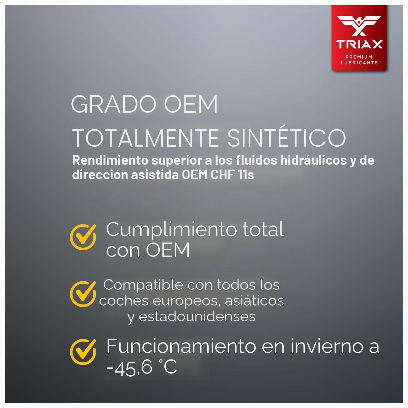 TRIAX Powerfluid 450 fluído completamente sintético para sistemas hidraúlicos y dirección asistida, suspensión hidro-neumática, cierre centralizado, Grado OEM, CHF 11S, 202 y CHF 7.1 Color: VERDE