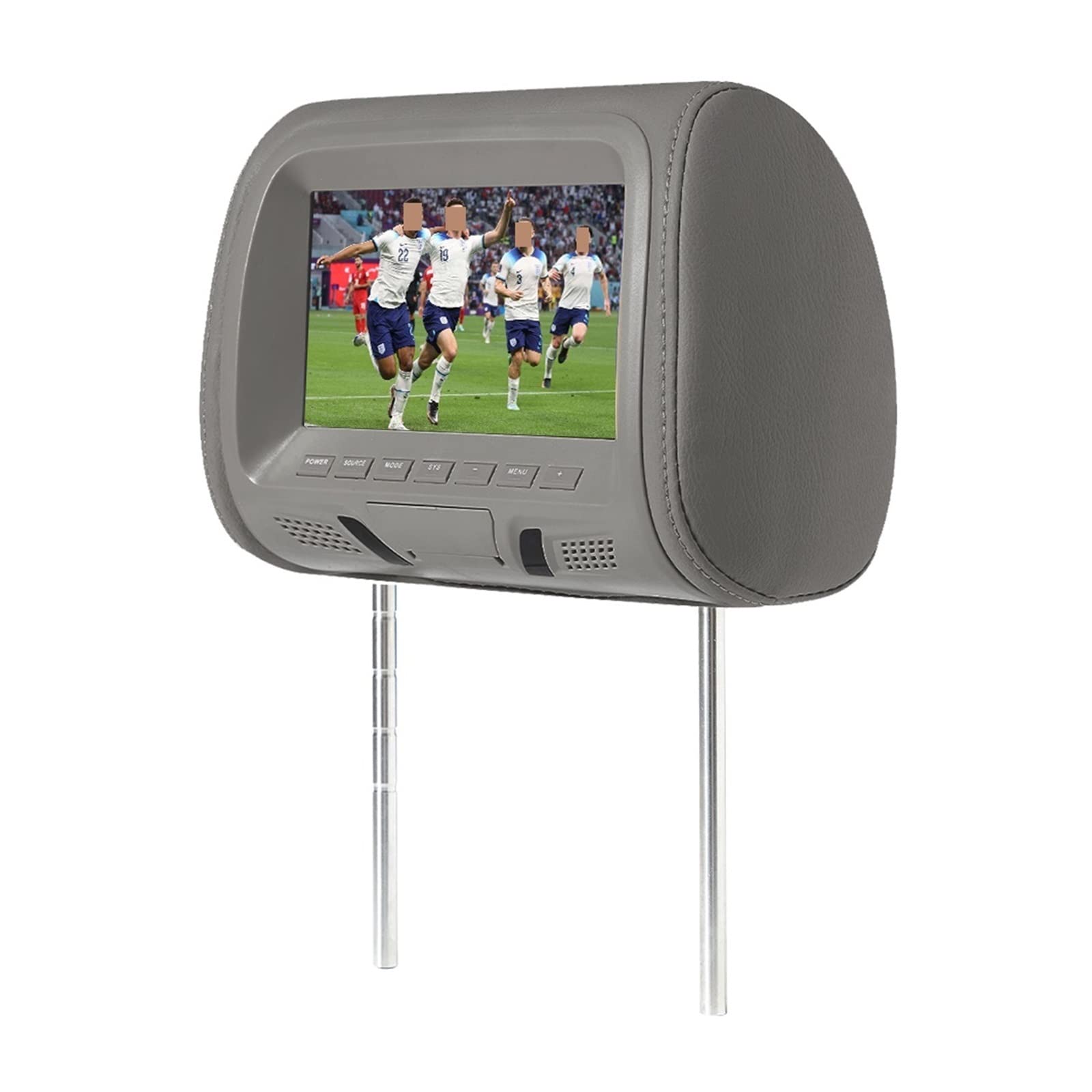 Universel 7 Pouces Appui-Tête De Voiture MP4 Oreiller Moniteur Lecteur Multimédia avec Adaptateur Prise Briquet USB SD MP5 FM Haut-Parleurs SH7038-P5,Performances De Lecture Puissantes(707-Gray)
