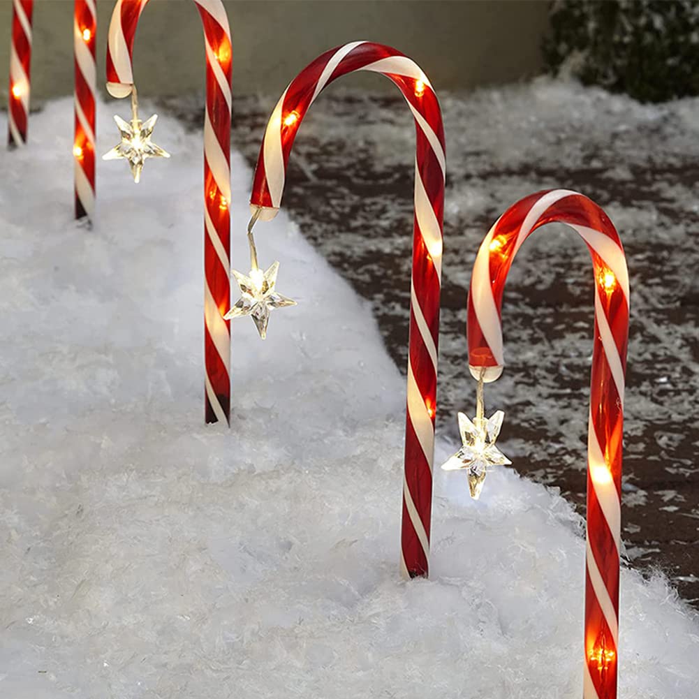 Sahgsa 8 Stück Solar LED Zuckerstangen Lichter | Weihnachts Deko Für Draußen | 48 Cm Hoch