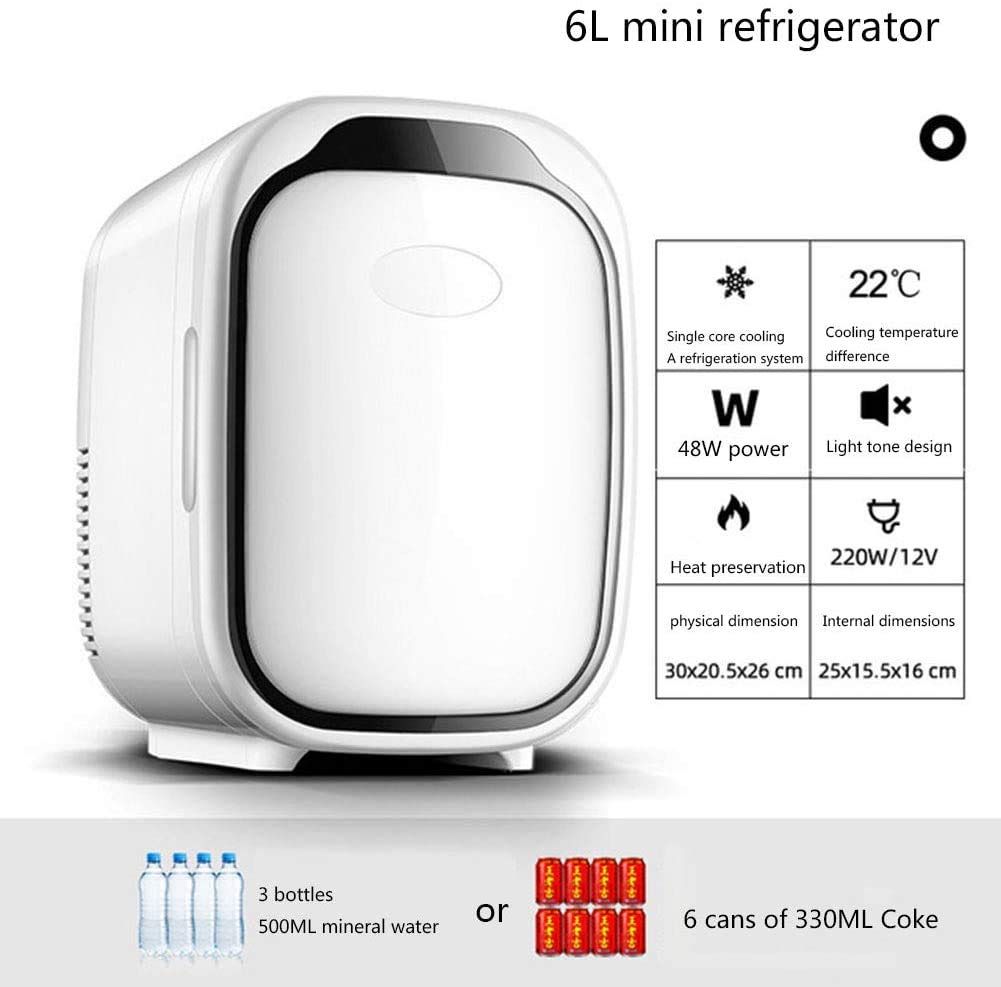 Mini Frigorifero Portatile da 6 Litri Frigorifero da Tavolo Frigorifero Elettrico Dispositivo di Raffreddamento Riscaldatore Compatto Compatibilità Alimentazione AC + DC