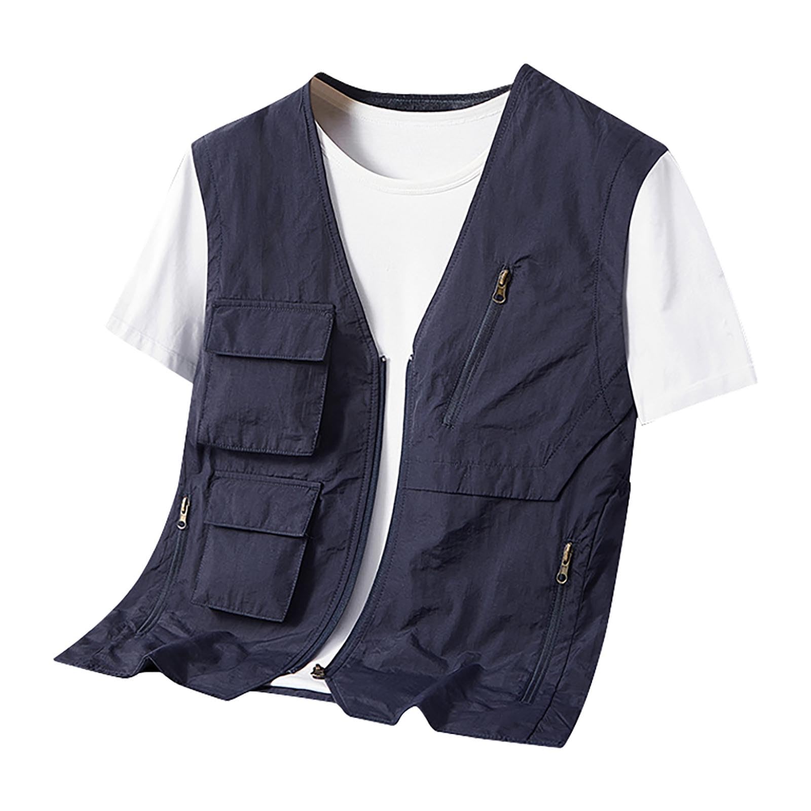 Gilet da uomo senza maniche con molte tasche, multifunzione, gilet senza maniche, gilet da pesca, fotografia, campeggio, gilet funzionale