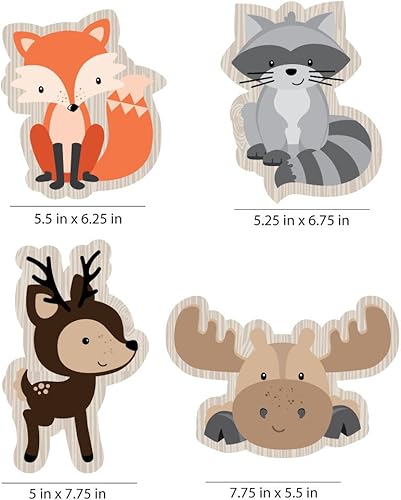 Miniatura 5 de Big Dot of Happiness Woodland Creatures - Decoraciones en forma de animales, para baby shower o fiesta de cumpleaños, 20 unidades