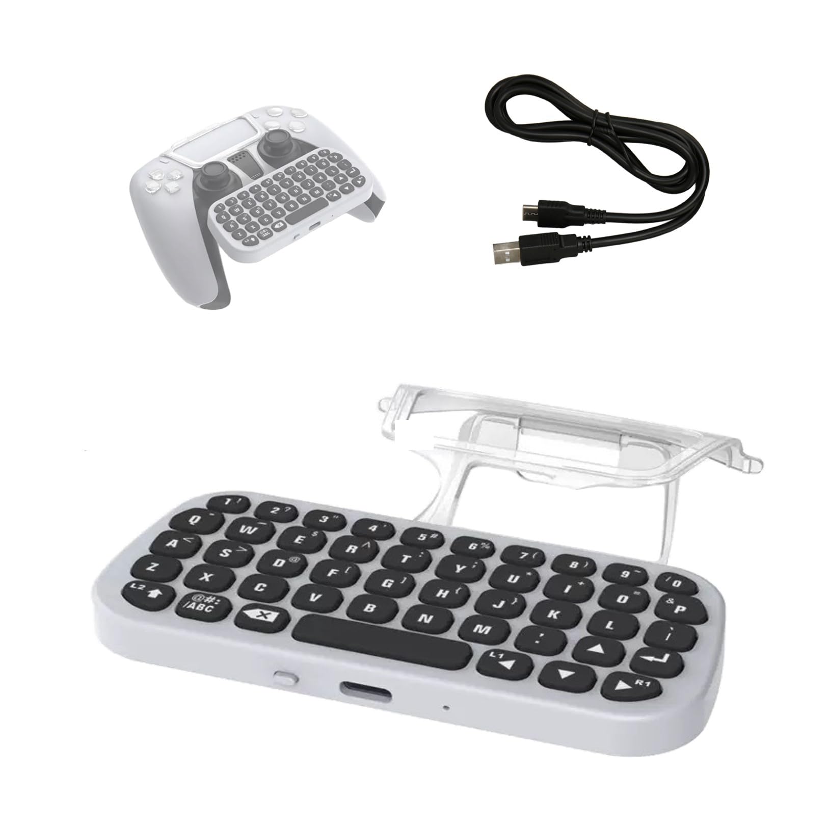 Zunate Tastiera Controller Wireless per Gamepad, Tastiera Controller Wireless Professionale Chat Vioce con Supporto per Clip, per Controller