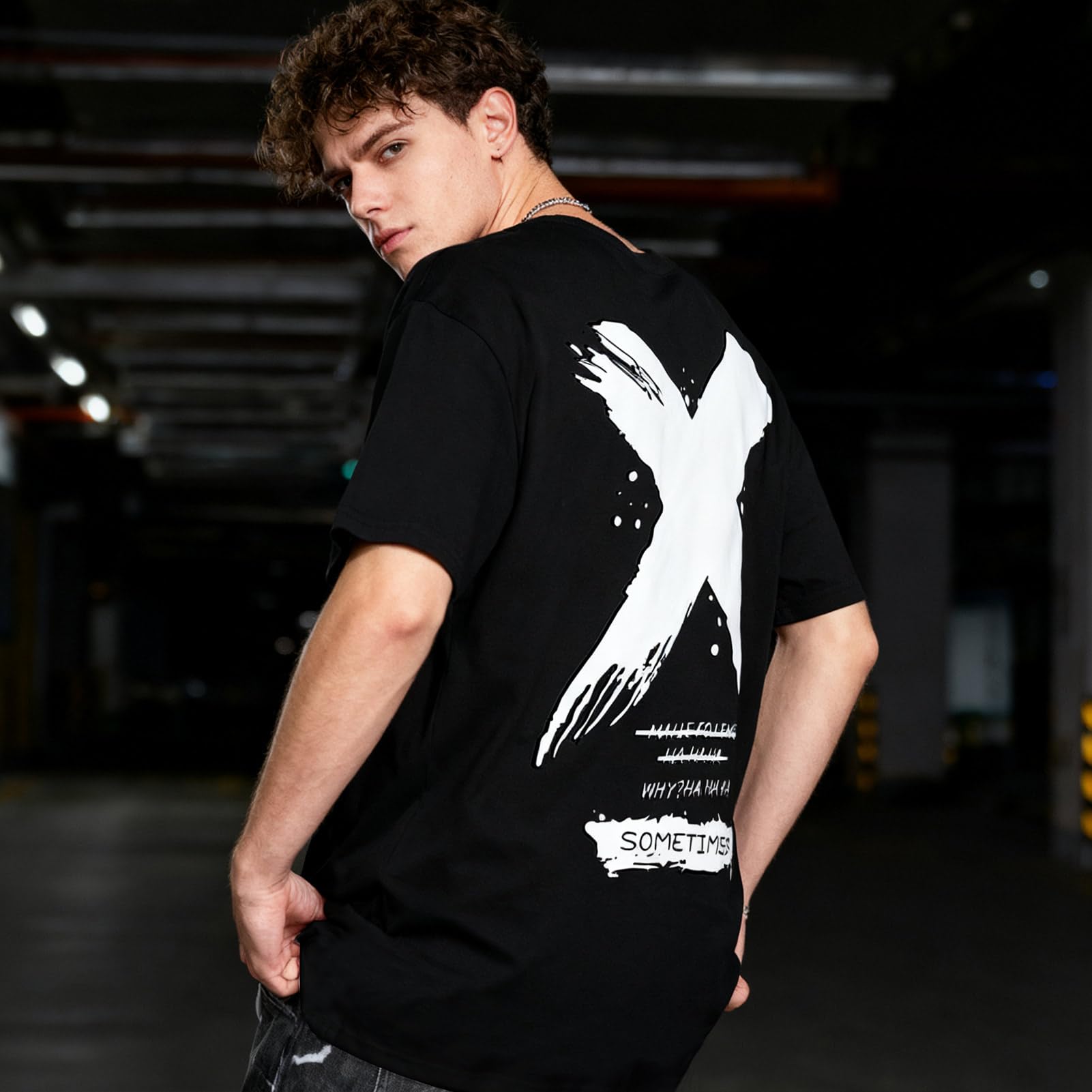 Pack de 3 Camisetas Hombre Manga Corta Cuello Redondo Algodón Playeras Casual Estampado T-Shirt