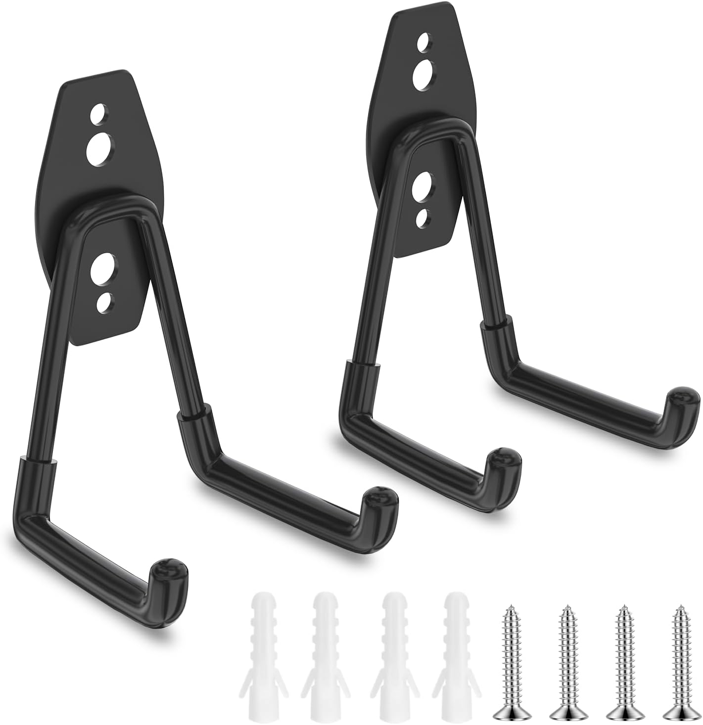 ENUODA Garage Hooks Heavy Duty Garage Storage Hooks Wall Mount Hanger Utility Hook for Hanging Garden Tools, Power Tools, Bike, Shovel, Broom, Ladder, Bulk Items, 2 Pack