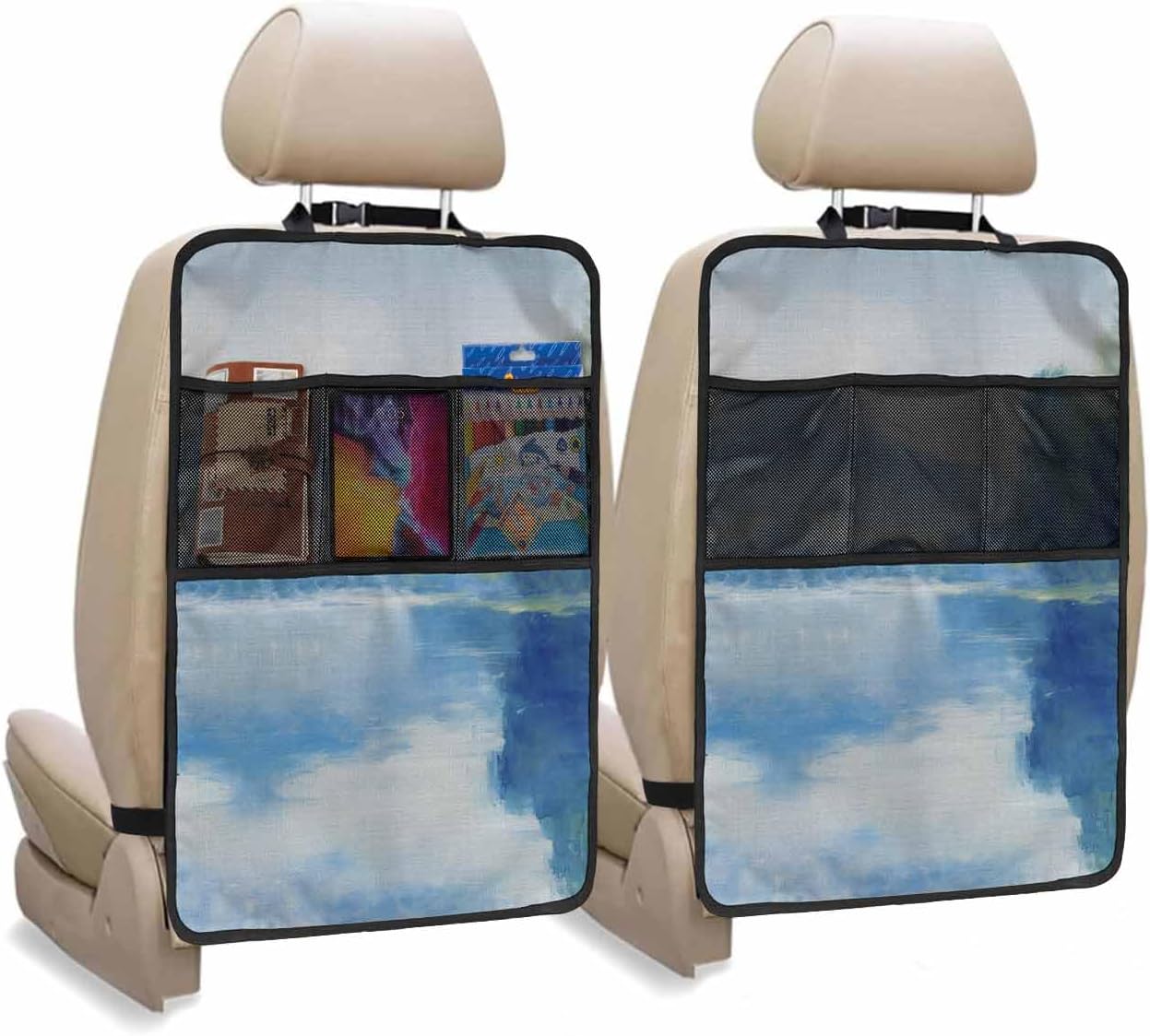 Car Seat Protector, 2 Pack Kick Mats Back Seat Protector Quote Live Simple Sunflowers Glass Vase Vintage Turquoise Waterproof Backseat Cover for Kids Universal Fit Automotive Interior Protectors