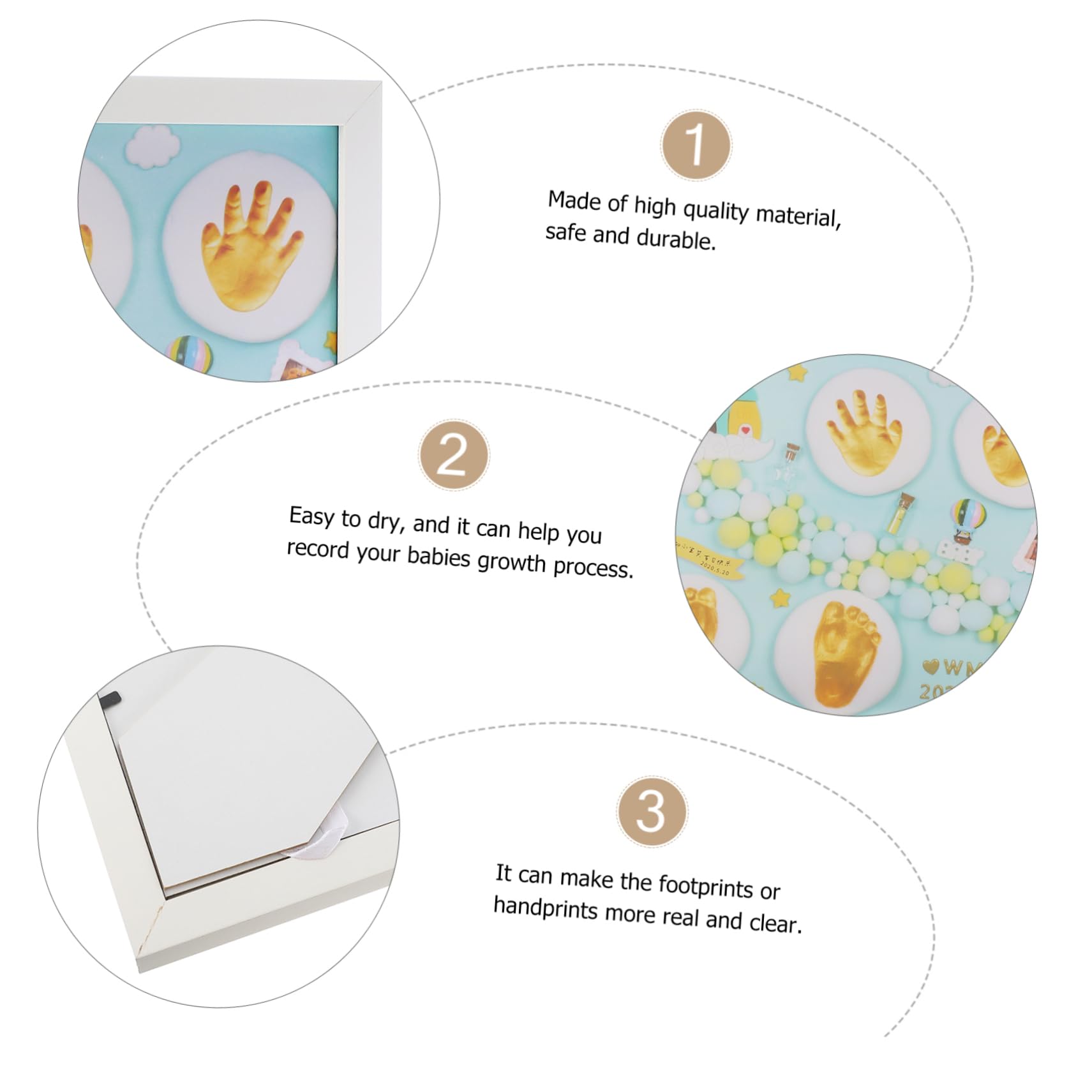 Cadre Empreintes Mains et Pieds Bébé Bleu, 1 Set Souvenir