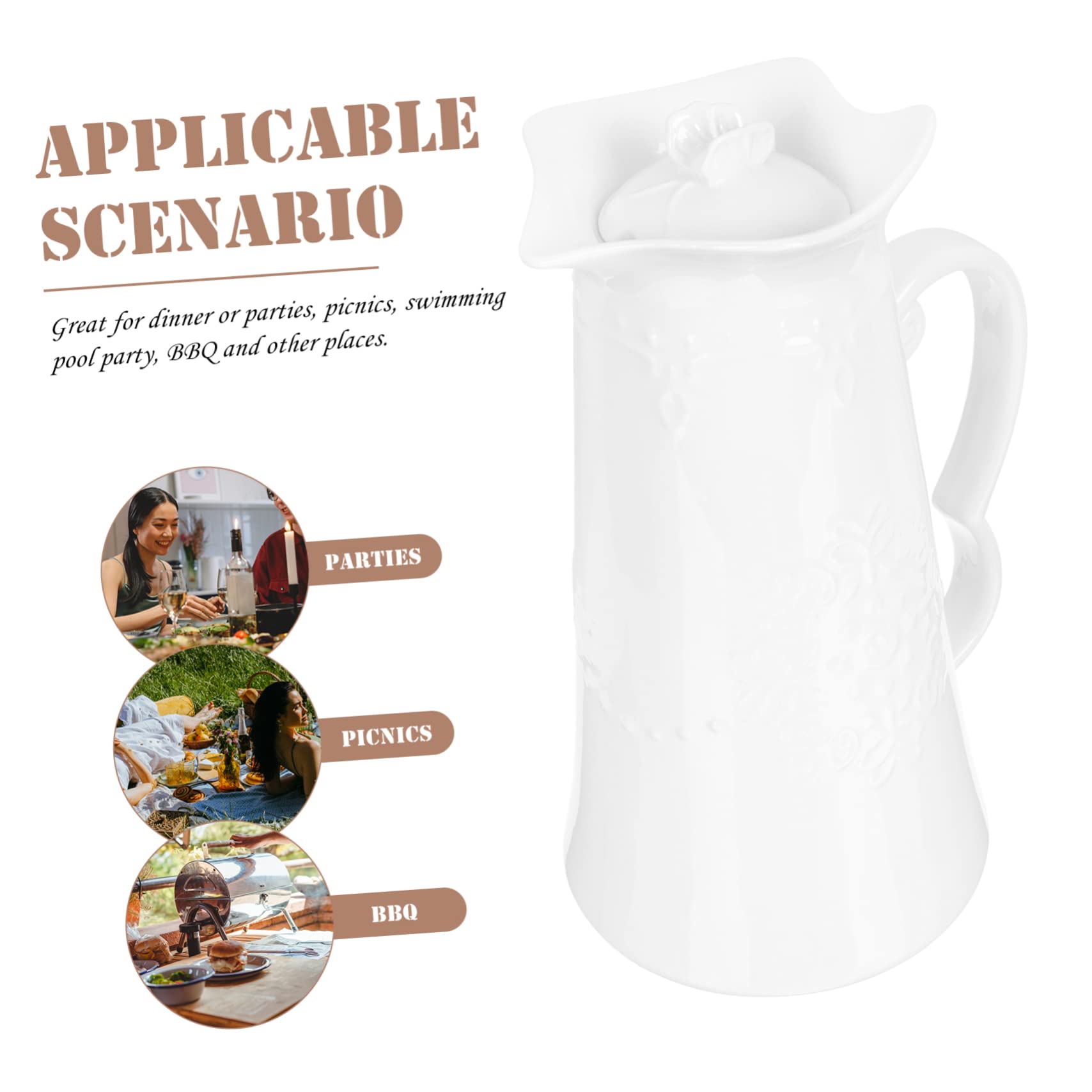 Cabilock Pichet à Eau 1300ml en Céramique Design Élégant et Simple Blanc pour Boissons Froides et Bière pour Dîners et Fêtes