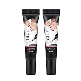 Curvlife Upgraded Super Strong 10g Semi Solid Nail Glue, 2pcs Best Soft Gel Nail Glue for Press on Nails - No UV Light Needed, Long Lasting