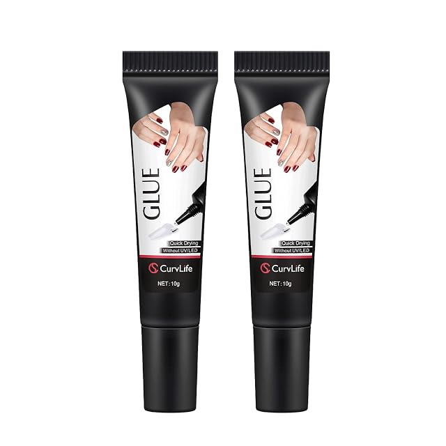 Curvlife Upgraded Super Strong 10g Semi Solid Nail Glue 2pcs Best Soft Gel Nail Glue for Press on