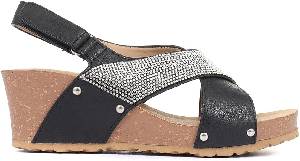 Bellissimo Ladies Wide Fit Wedge Sandals 5 613CCAvu7NS. AC SL1000