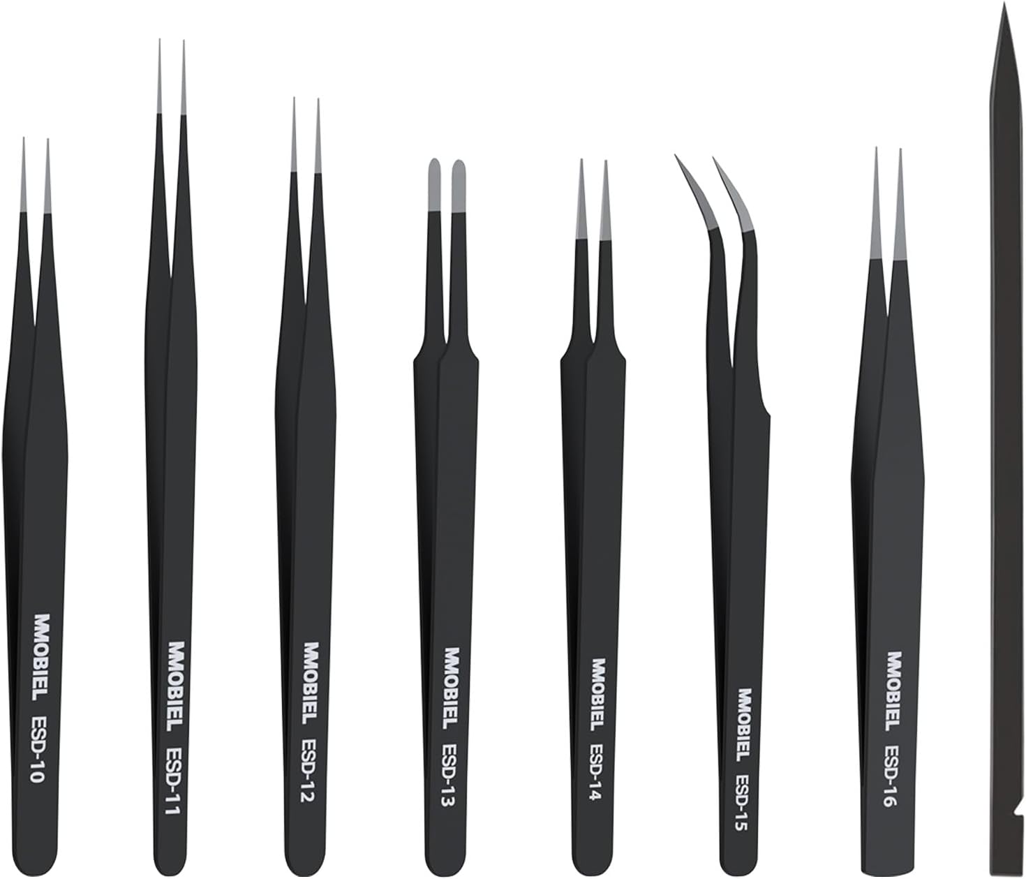 MMOBIEL 7X Precision Tweezers Set - Anti-Static Stainless Steel ESD Tweezers - for Electronics, Laboratory Work, Jewelry, Craft, Soldering and More
