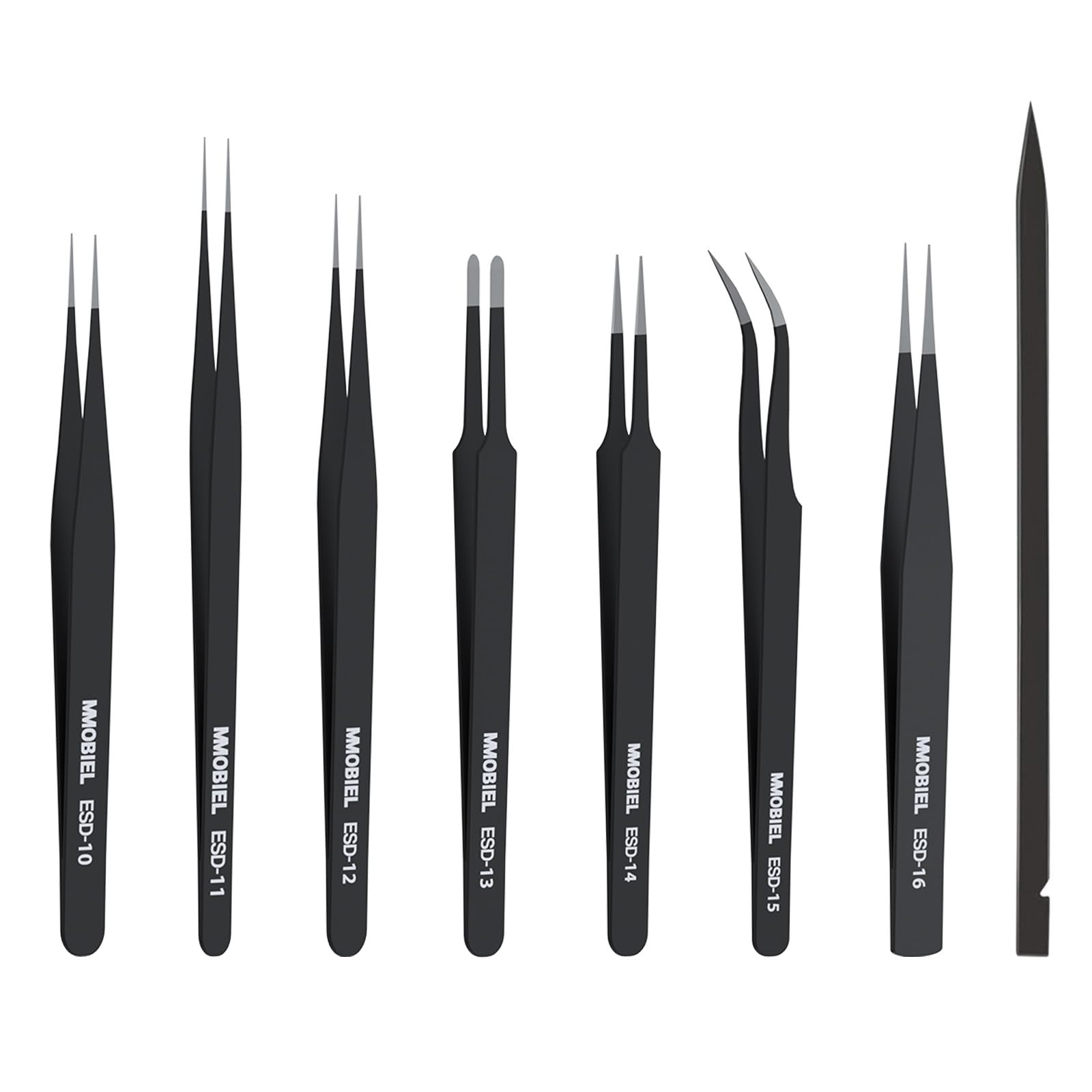 MMOBIEL 7X Precision Tweezers Set - Anti-Static Stainless Steel ESD Tweezers - for Electronics, Laboratory Work, Jewelry, Craft, Soldering and More
