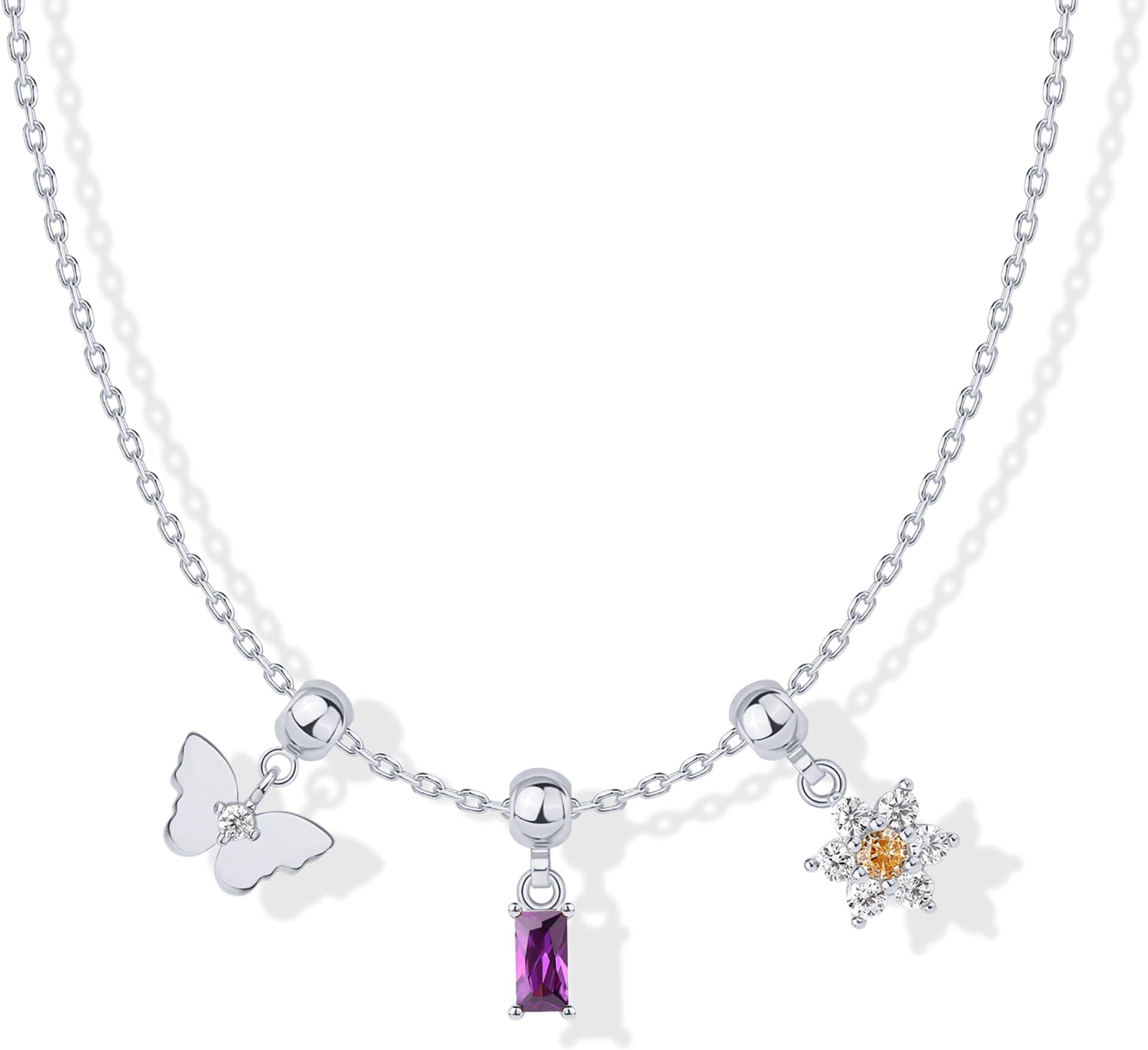 PAVOIAdjustable Whimsical Gold Charm Necklace for Women, 14K Gold Plated Cute Dainty Pendant Necklaces with Charms Set, Hypoallergenic Chain Trendy Cubic Zirconia Heart Religious Sports Pearl Pendant
