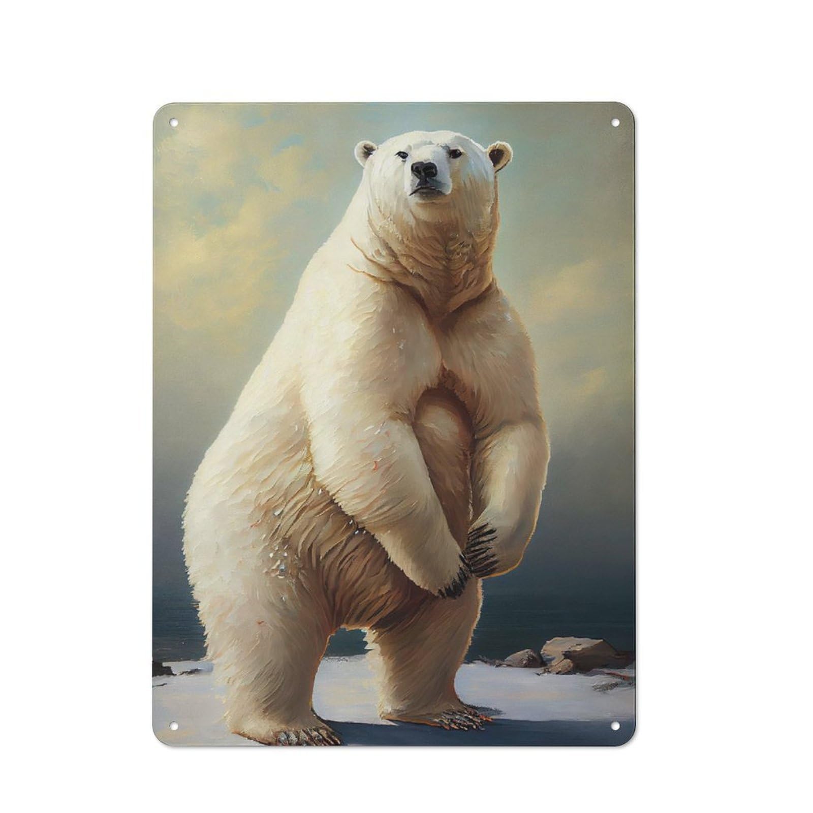 Junmoney American Polar Bear Kitchen Metal Sign With Design 40X30cm, Cosy Kitchen Wall Decor For Bakery, Diner, Cafe Or Family Room