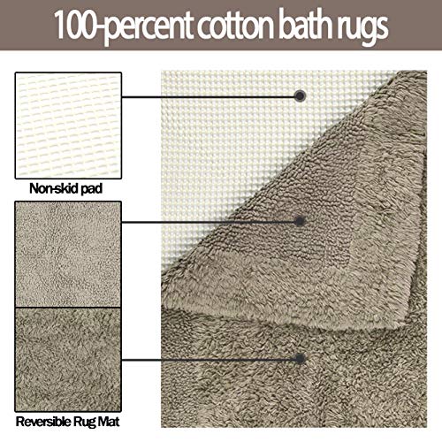 Tomoro Cotton Non-Slip Bathroom Rug - Super Absorbent Soft Non-Skid Bath Mat, Luxury Hotel Linens Reversible Bath Mat Pad For Bathroom And Door, 20 X 32 Inch Coffee #TOP3