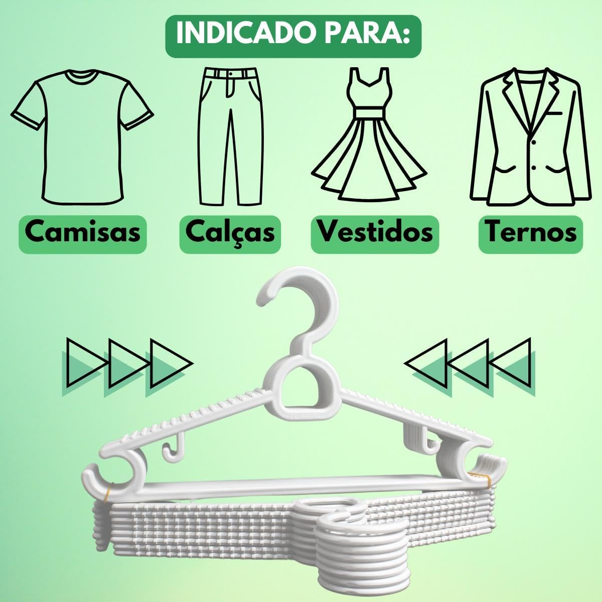 Cabide Infantil Antideslizante Multiuso Kit 50 Cabides Infantis Branco