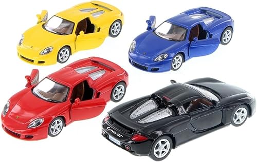 KiNSMART - Porsche Carrera GT 136 Escala 5" Die Cast Metal Modelo Toy Super Sports Car (4 juegos)