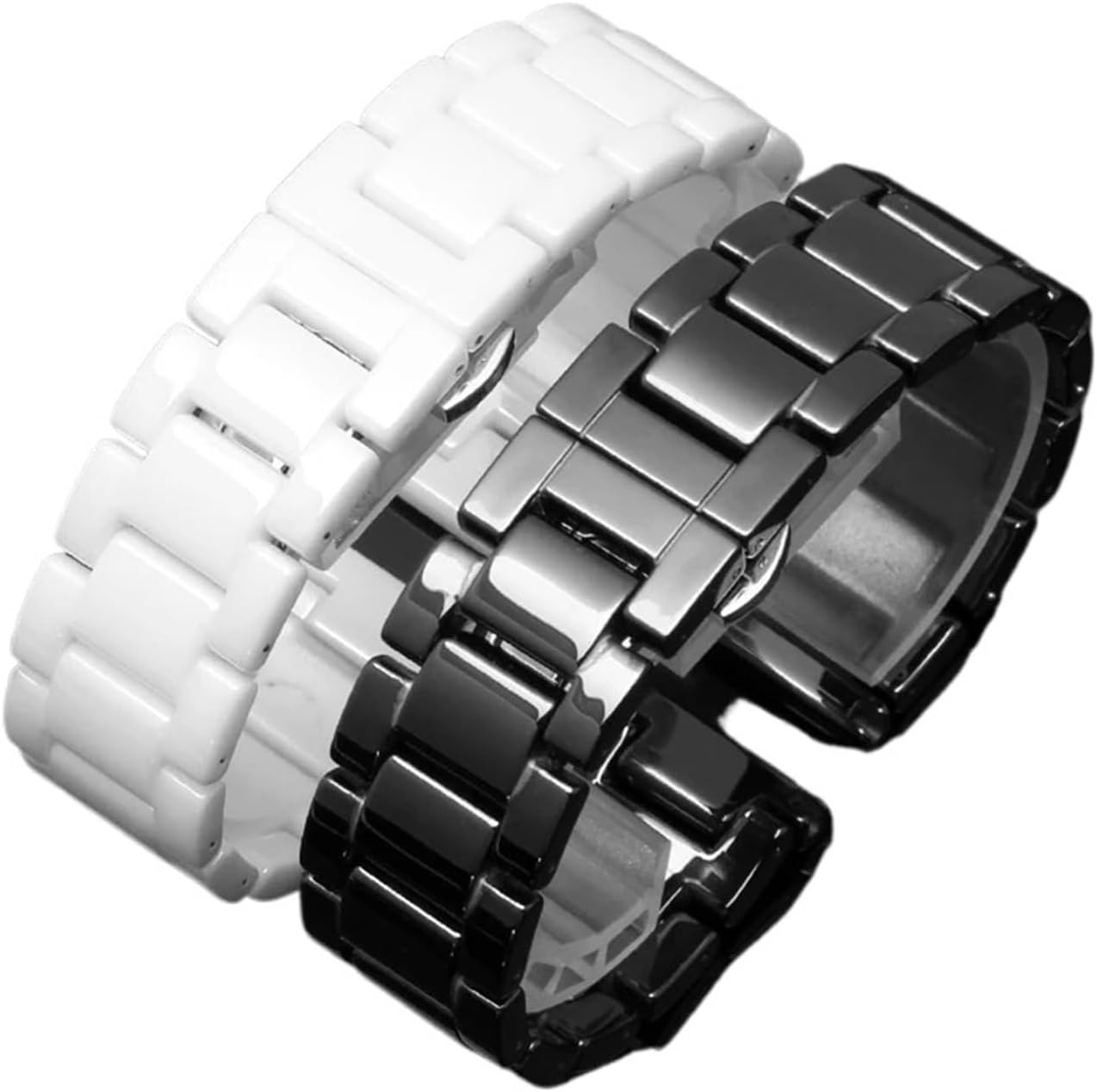 XILILHC 14mm 16mm 18mm 20mm 22mm Silver Watch Buckle And White Ceramics Bands Men Women Strap Bracelets
