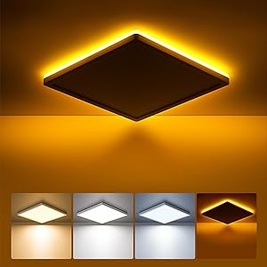 BLNAN LED Deckenleuchte Flach, 18W Deckenlampe mit 2000K Nachtlicht, 1800LM Warm Neutral Kalt Weiß 3000K/ 4000K/ 5000K, Panel für Flur Schlafzimmer Küche Balkon Keller Büro, Ultradünn 22CM Eckig