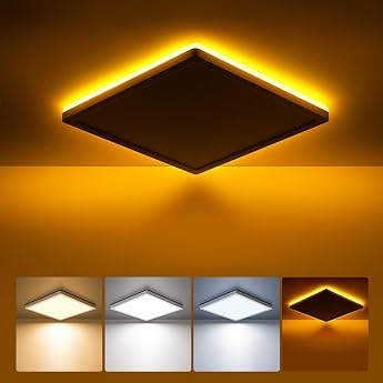 BLNAN LED Deckenleuchte Flach 18W Deckenlampe mit 2000K Nachtlicht 1800LM Warm Neutral Kalt Wei  3000K/ 4000K/ 5000K Panel f r Flur Schlafzimmer K che Balkon Keller B ro Ultrad nn 22CM Eckig [Energieklasse E]