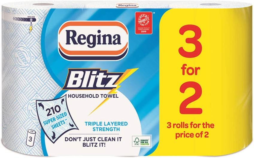 Regina 12 Rolls of Blitz Kitchen Roll, Paper Towels, Supplies Wholesale Job Lot