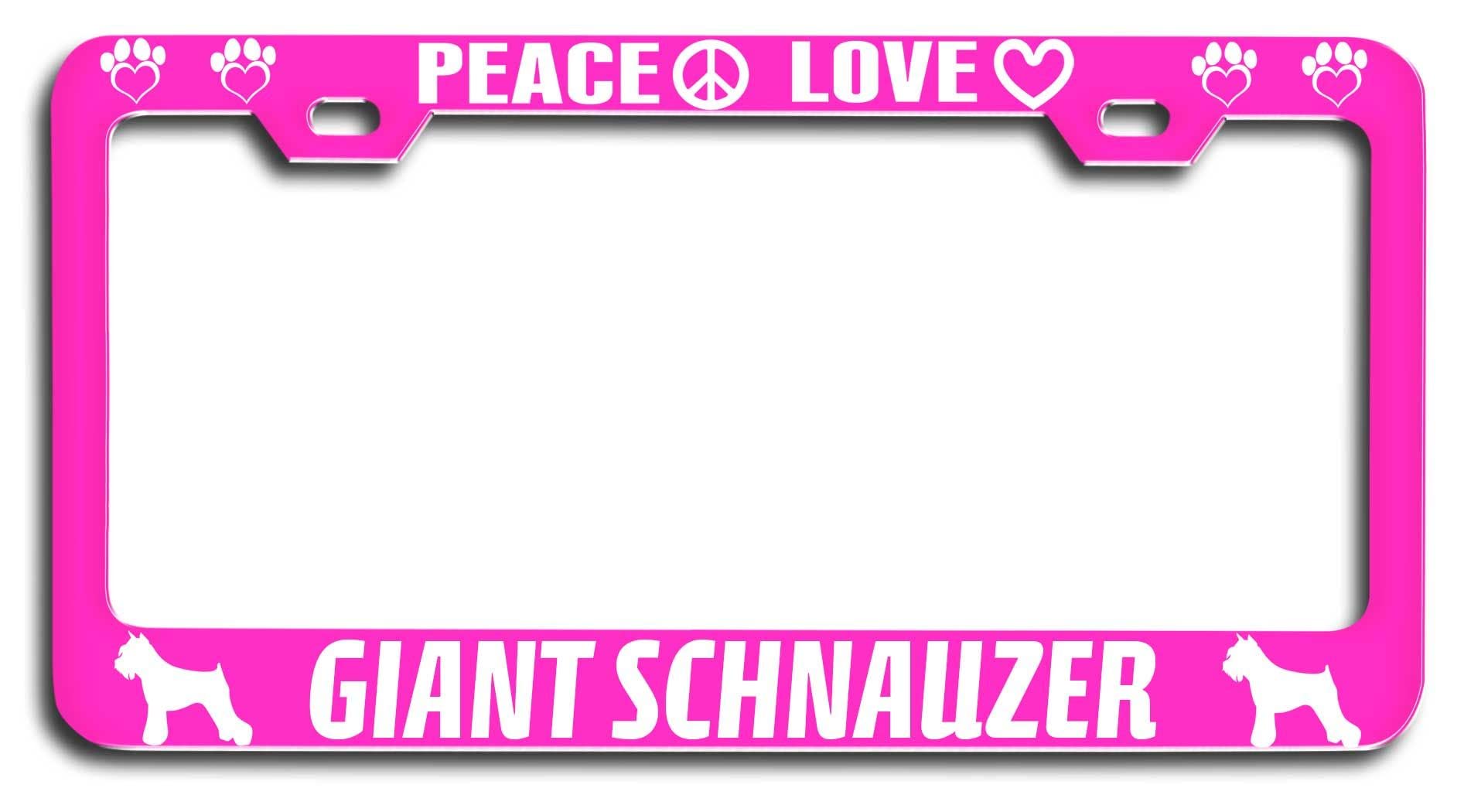 Protected By Giant Schnauzer Metal License Plate Frame - Heavy Duty Car Truck Accessories