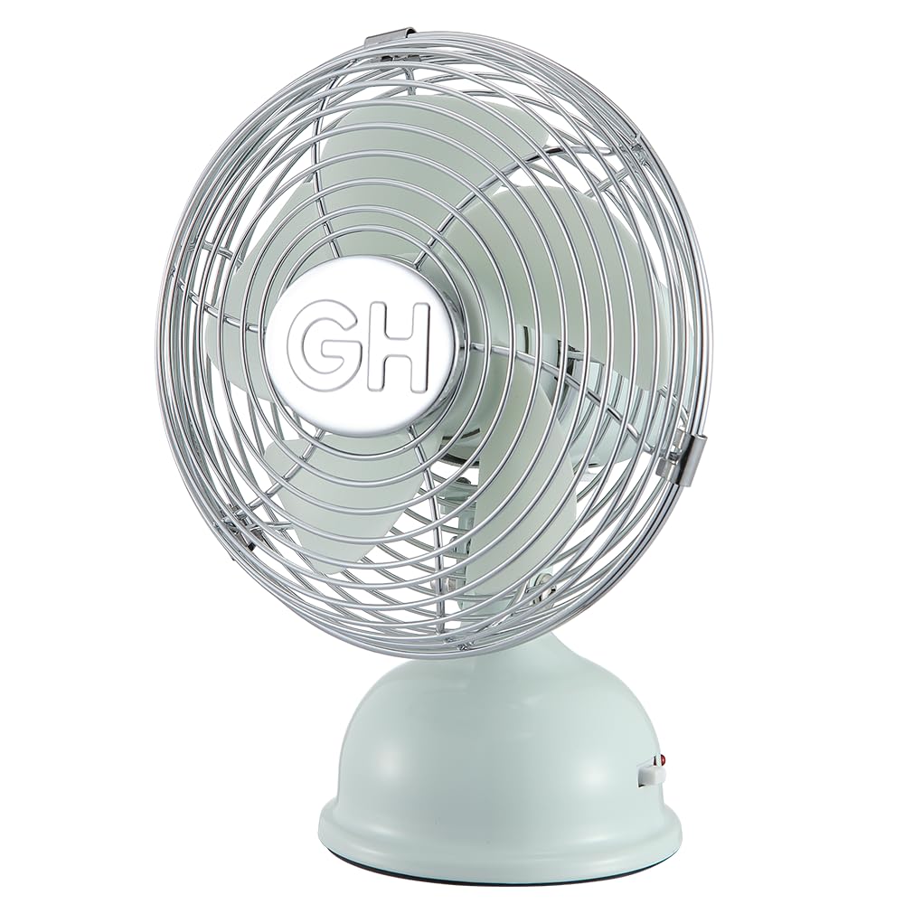 Good Housekeeping Ventilador de mesa de noche USB de 5 pulgadas totalmente metálico (92524) con oscilación (onda de brisa)