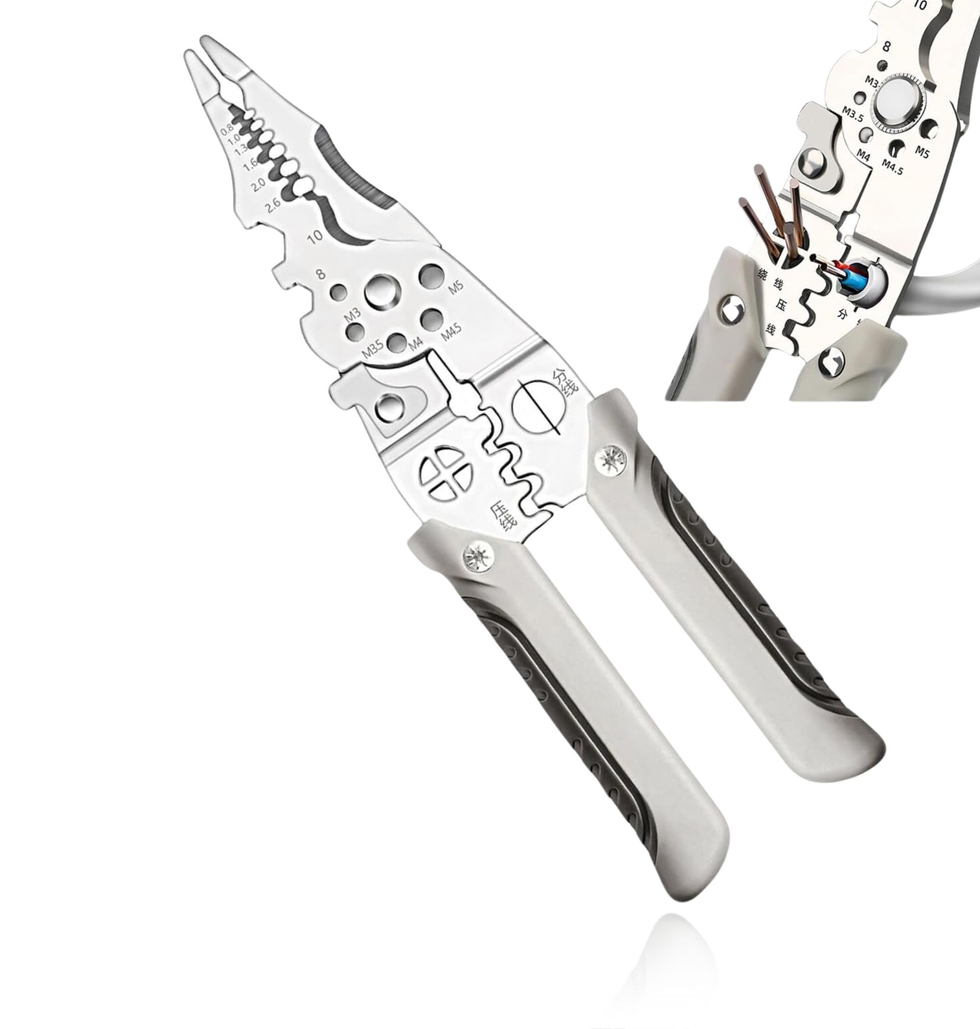 Homdum 27 in 1 Multifunctional Wire Stripper Crimper Cable Cutter Pliers,Multifunctional Wire Stripper,Electric Wire Stripper for Electrician,Professional Electrical Wire Stripping Pliers.