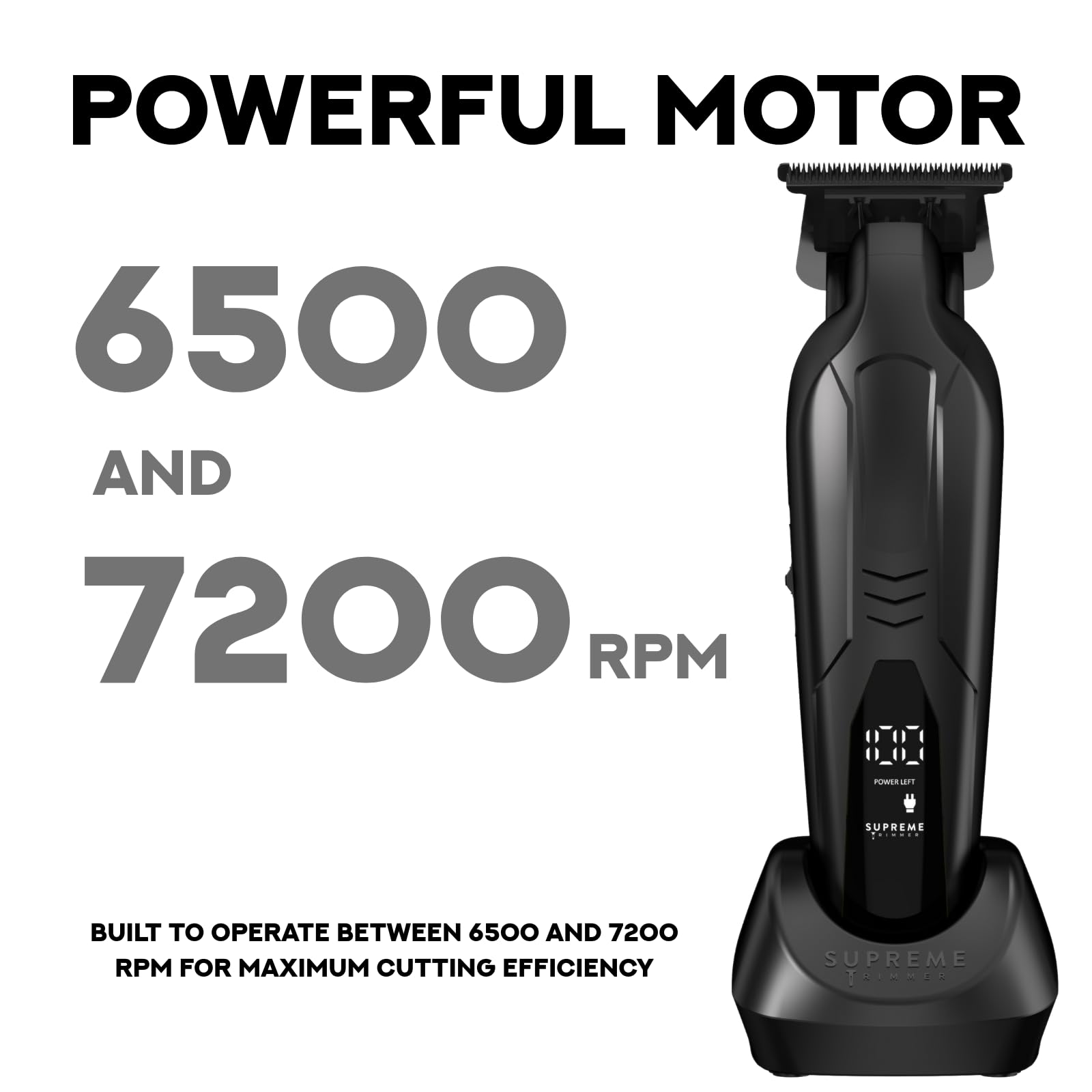 Supreme Trimmer Vader Lite ST3700 – Professioneller kabelloser Friseurauskleidung & Detailer, 120 Minuten Laufzeit, 7000 U/min Motor, Zero Gap DLC T-Blade, USB-C Schnellladung, Bart, Haare & Körper