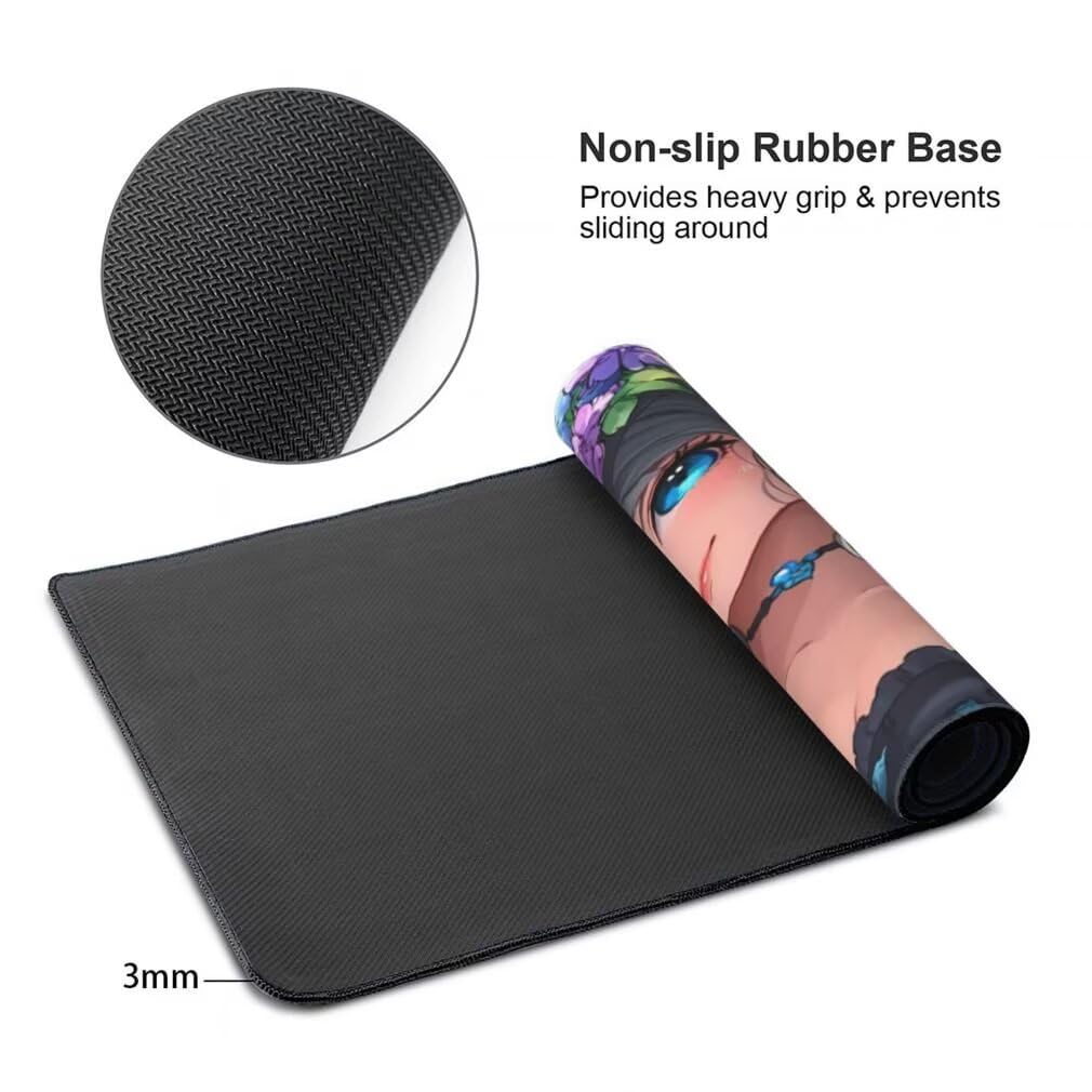 Tappetino Mouse XXL 1000x500mm Anime Grande Mouse Pad, Tappetino Scrivania Grande Mousepad Gaming con Bordi Cuciti, Tappeto Scrivania con Base Antiscivolo per Ufficio e Casa (Gatto Fata) -MP1566