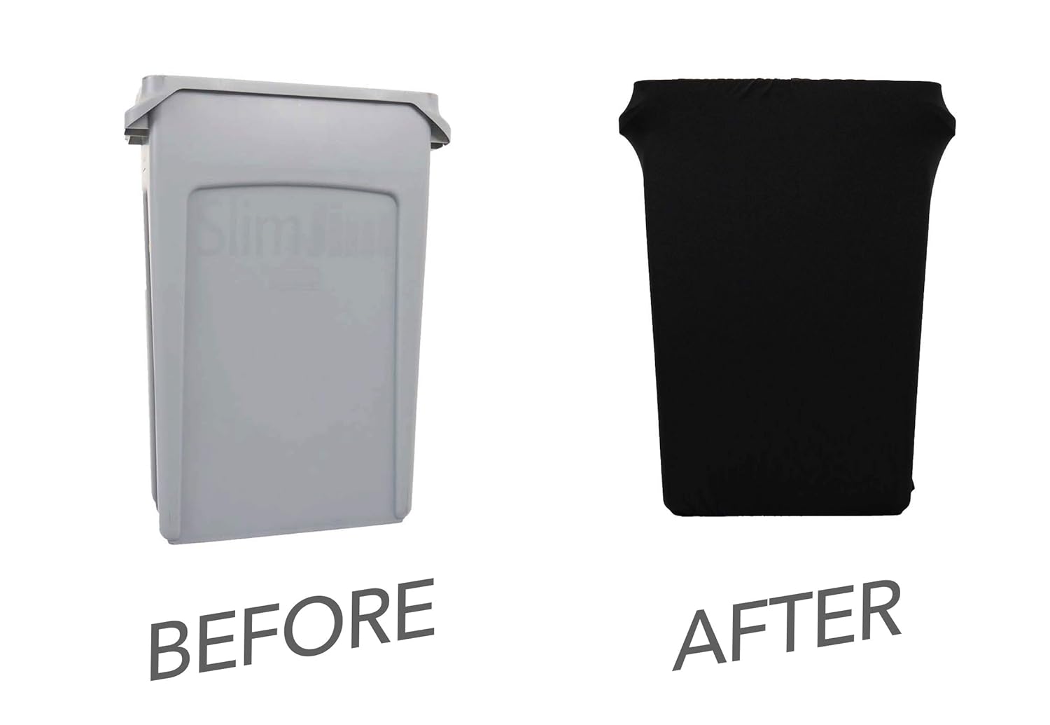 Spandex & Table Linen Slim Jim Stretch Spandex Trash Can Cover, 23 Gallons Black