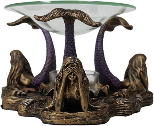 Miniatura 4 de Ebros Gift See Hear Speak No Evil Three Sirens Mermaids of the Cove - Vela de calor para quemador de aceite, calentador de aroma, fragancia para el