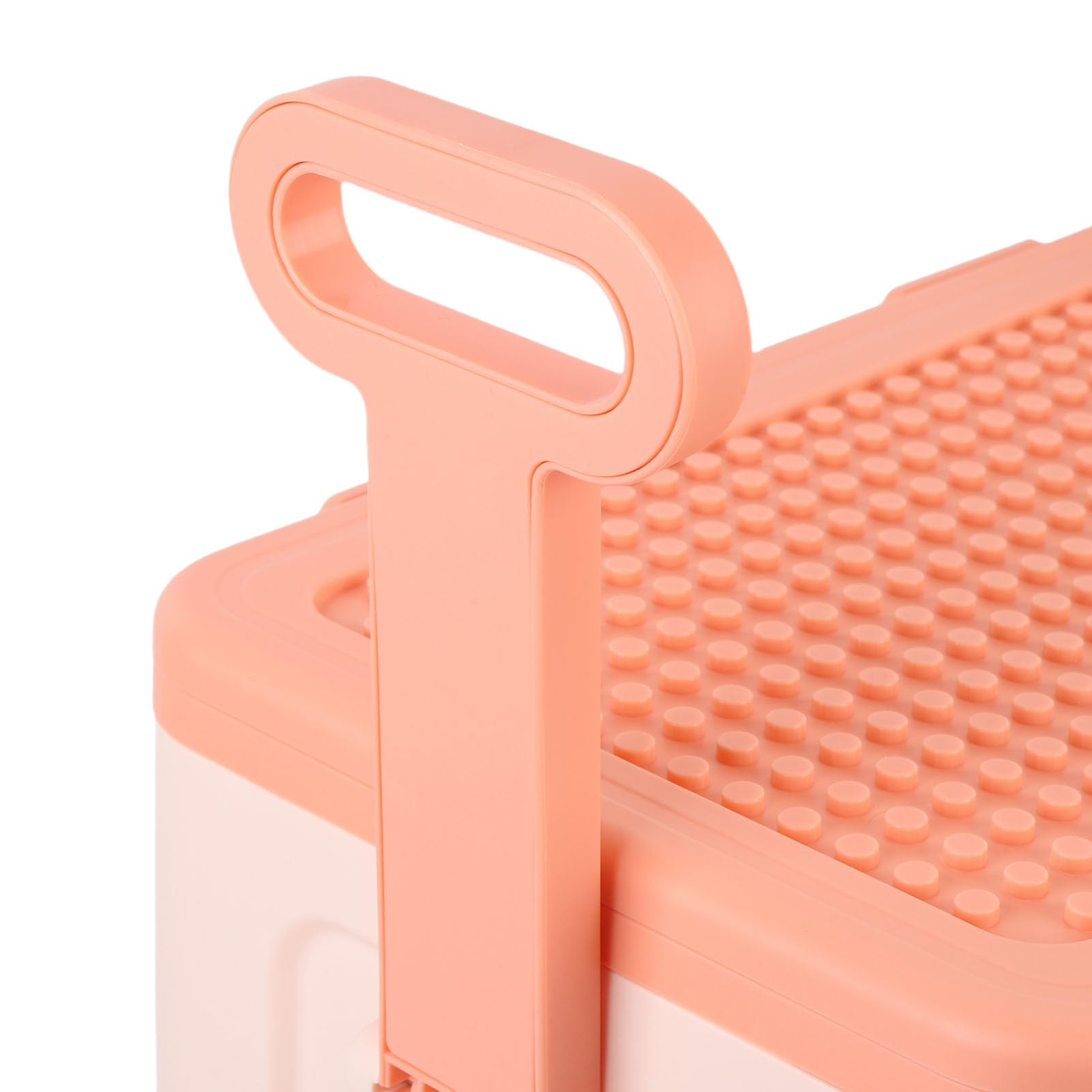 Fdit Caja de Almacenamiento de Juguetes con Tapa de Bloque de Construcción con Asa y Ruedas para Facilitar la Movilidad, Cofre de Juguete Divertido para Organización de Habitación de Niños (naranja