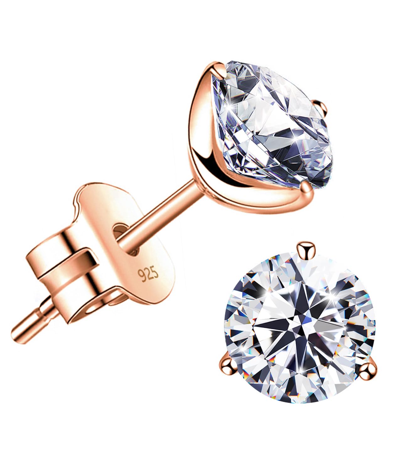 "STUNNING FLAME" 18K Gold Plated Silver Brilliant Cut Simulated Diamond Cubic Zirconia Stud Earrings