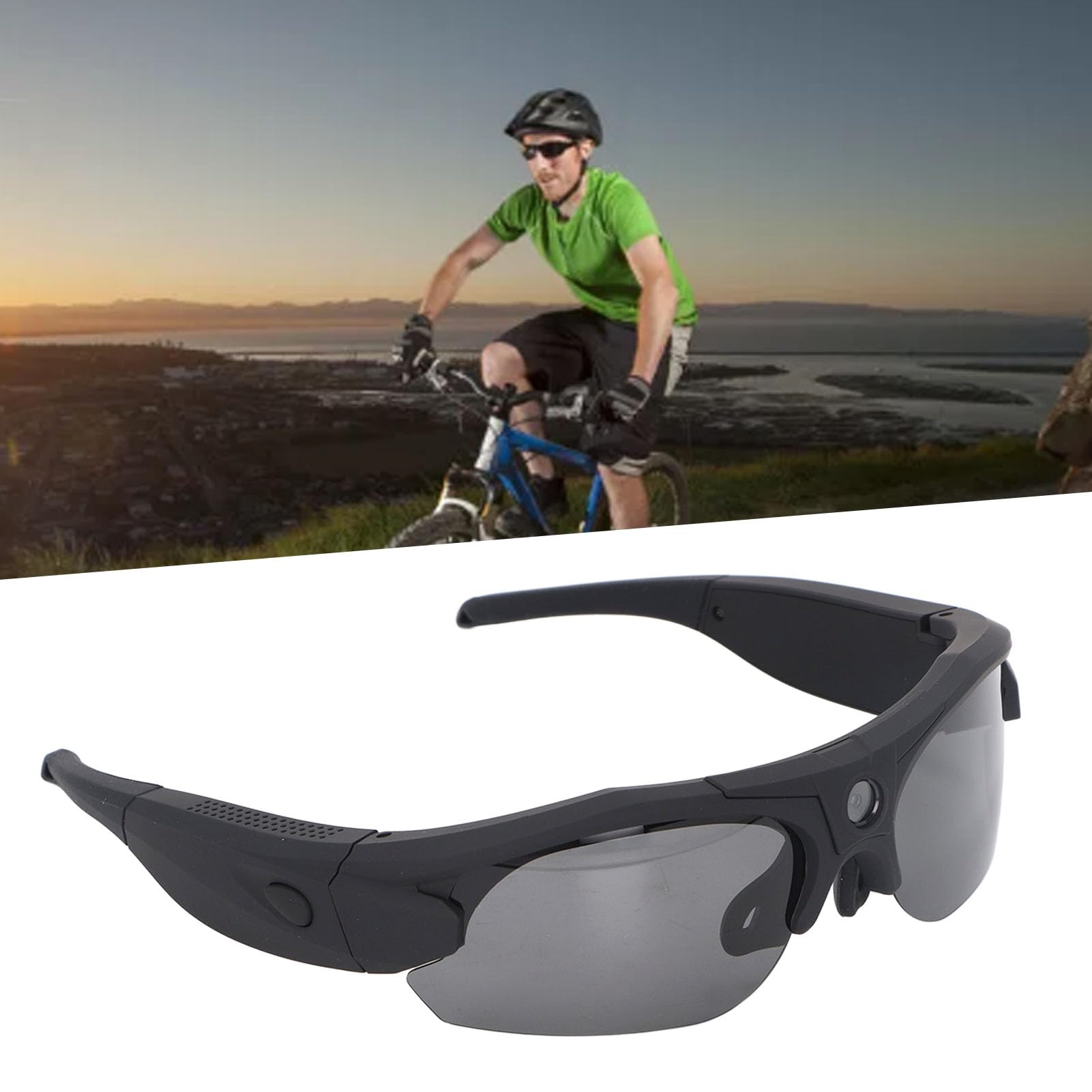 Cámara para Gafas de Sol, HD 1920x1080, con Lente Transparente, Conectividad WiFi, Gran Capacidad de Almacenamiento, Ajuste Universal, para Viajes al Aire Libre