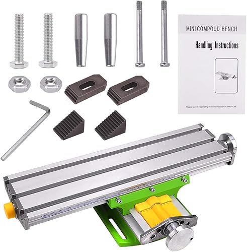 Miniatura 7 de MYSWEETY - Mesa de trabajo compuesta, fresadora, mesa transversal, fresadora, mesa de perforación compuesta para taladro de banco ajustable X-Y
