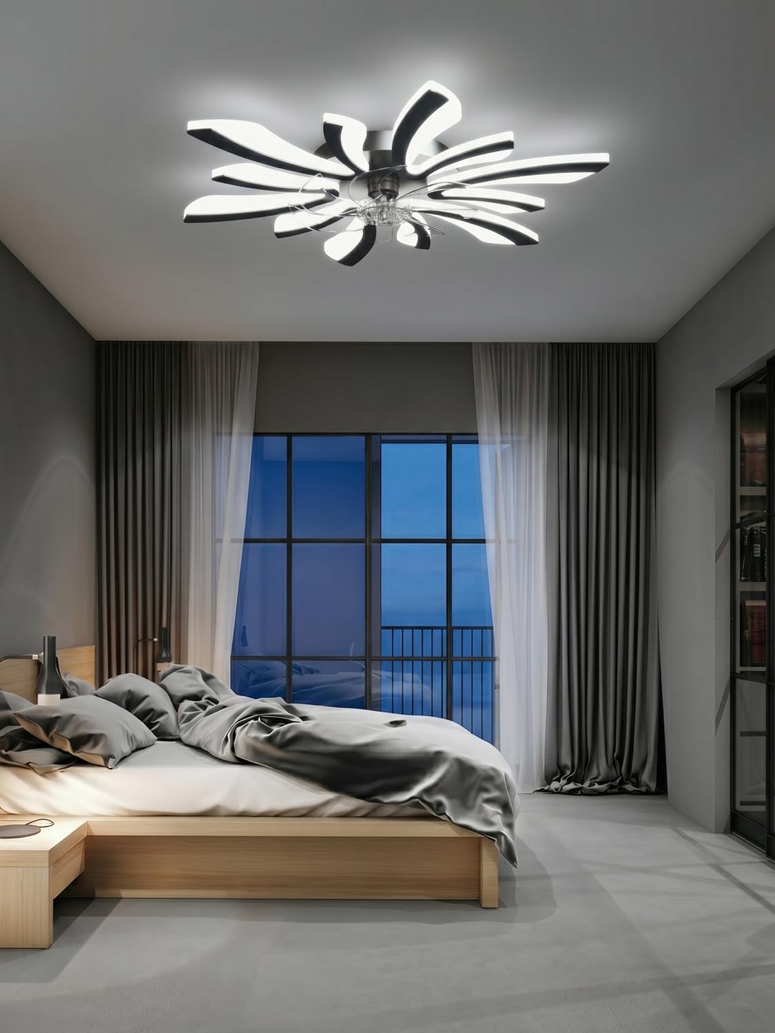 78cm Ventilador de Techo con Luz Ultra Silencioso Lampara Ventilador Techo con Mando Regulable 6 Velocidades DC Verano/invierno Plafon Iluminacion Ventilador Moderna para Dormitorio Salón,Negro