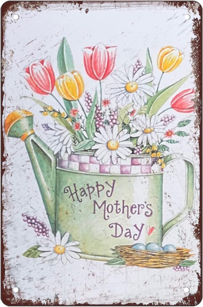 Kwqdozf Tin Sign-10 12X16inch Mother Day Tulips Flowers Vintage Metal Aluminum Tin Sign Door Si