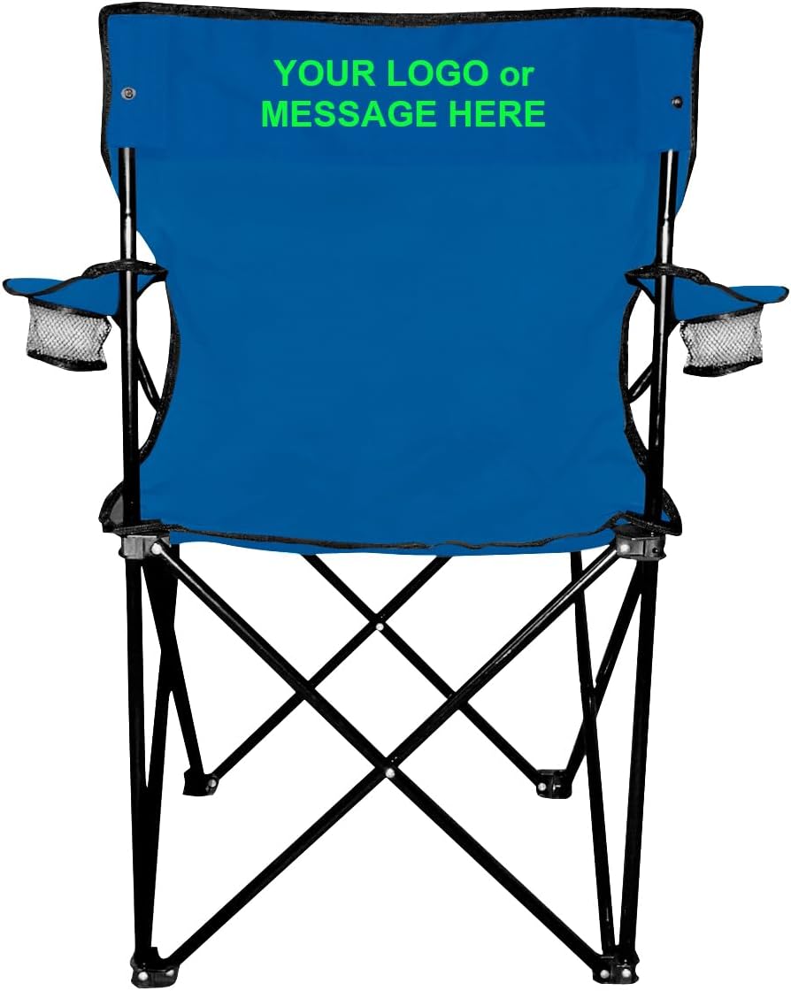 6-Qty Folding Chairs with Imprinted Logo or Message On Back - Custom Gift for Sports, Picnics & Tailgating