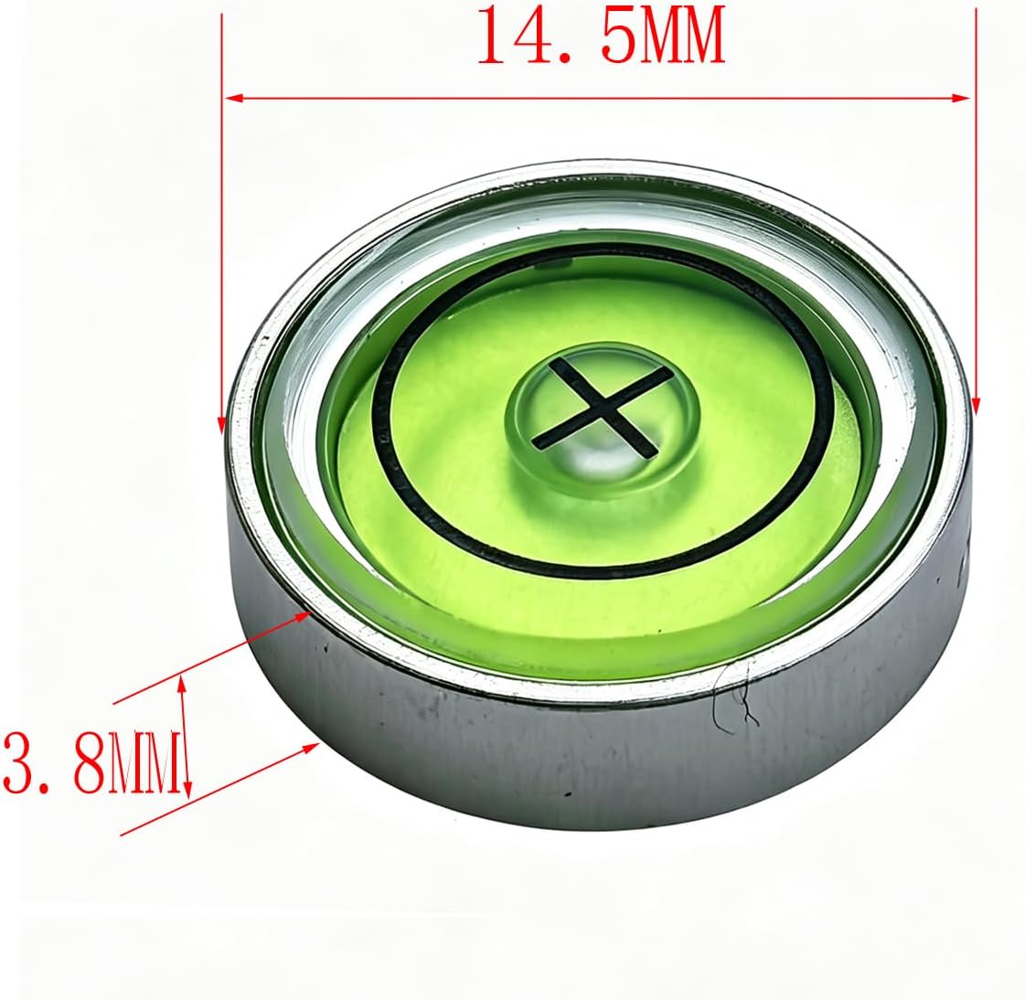 Mini Metal universal horizontal bubble water level level balance bubble level round 14.5x3.8mm (Silver Green）