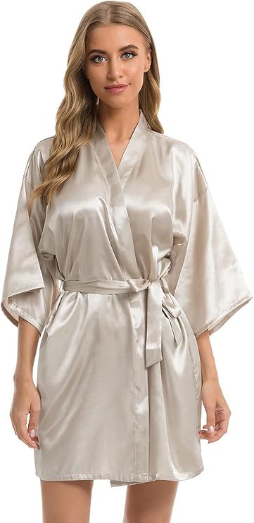 Satin kimono dressing gown robe