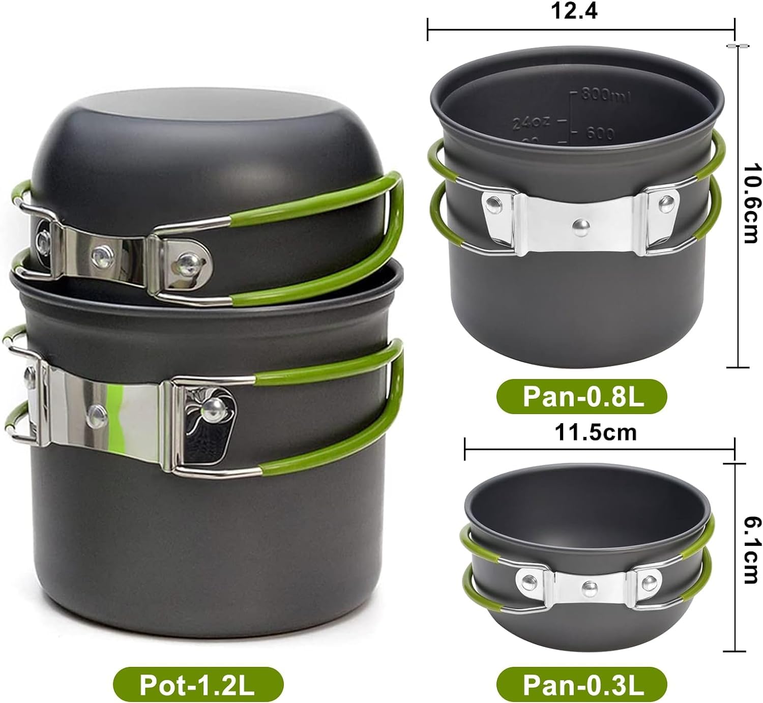 Laspi Kit de Casseroles Camping, 9 pcs Ustensiles de Cuisine de Camping en Aluminium Durable, Camping Ustensiles Complets avec Réchaud de Camping Portable Ultraléger pour Camping