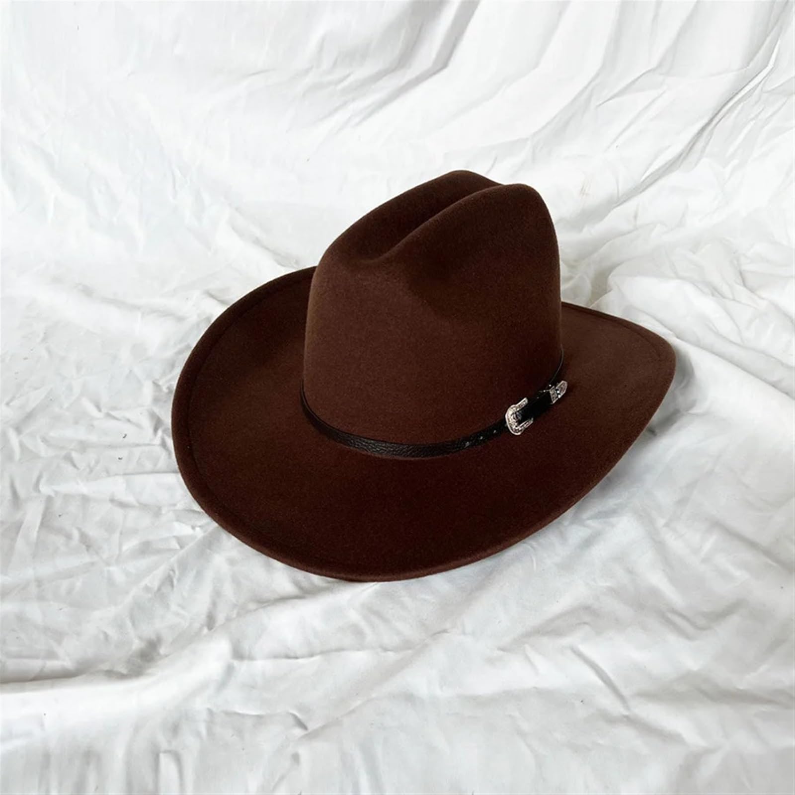 Cappello Cowboy Cappello da Cowboy Western Vintage for Uomo Gentiluomo Lady Jazz Cowgirl con Berretti in Pelle a Tesa Larga(White)