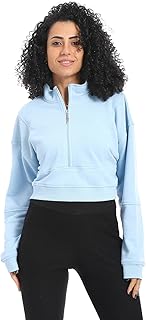 سويت شيرت شتوي بسحاب ربع للنساء من ريد كوتون - ازرق - مقاس 2X